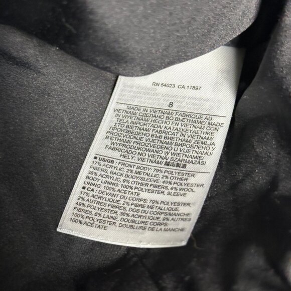 Banana Republic Sweater Women 8 Wool Blend Full Zip Sequined Metallic Black Grey - Picture 7 of 13